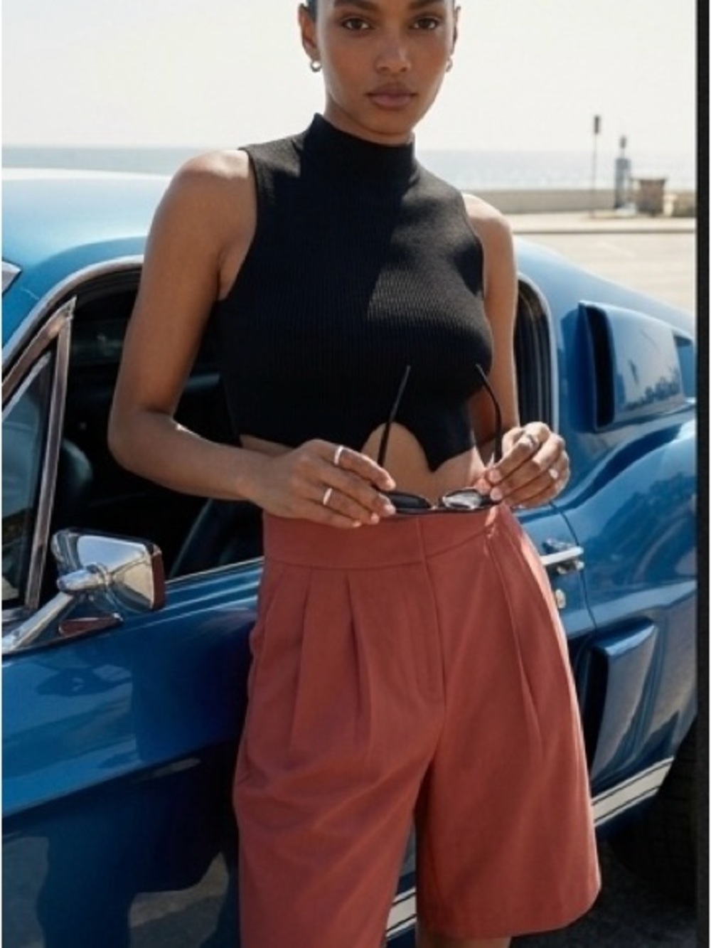 ASOS Rust Red High-Waist Bermuda Shorts
